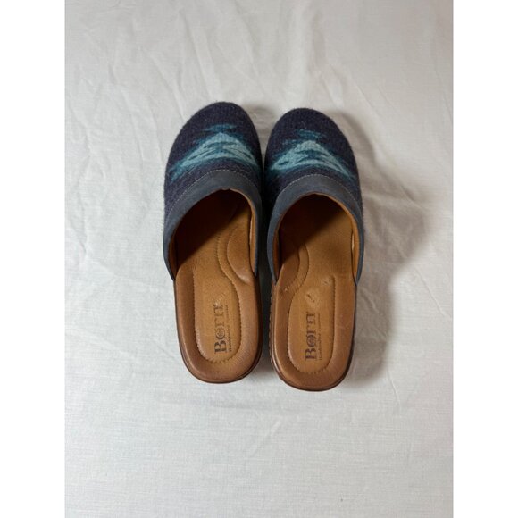 Børn Womens Wool Slip-On Mules With Geometric Pattern & Leather Sole - Picture 4 of 13